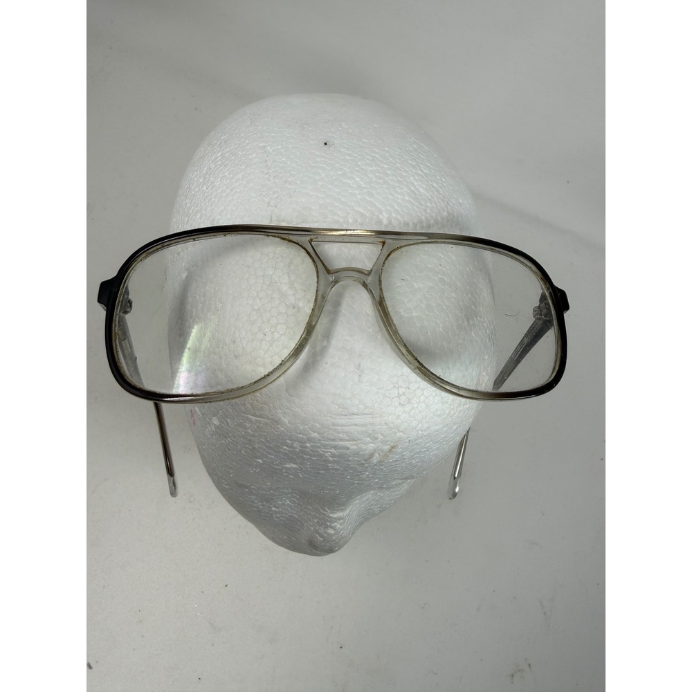 Vintage Grey Aviator Eyeglasses Oversized Double Bridge Frames 55-18-140 Retro